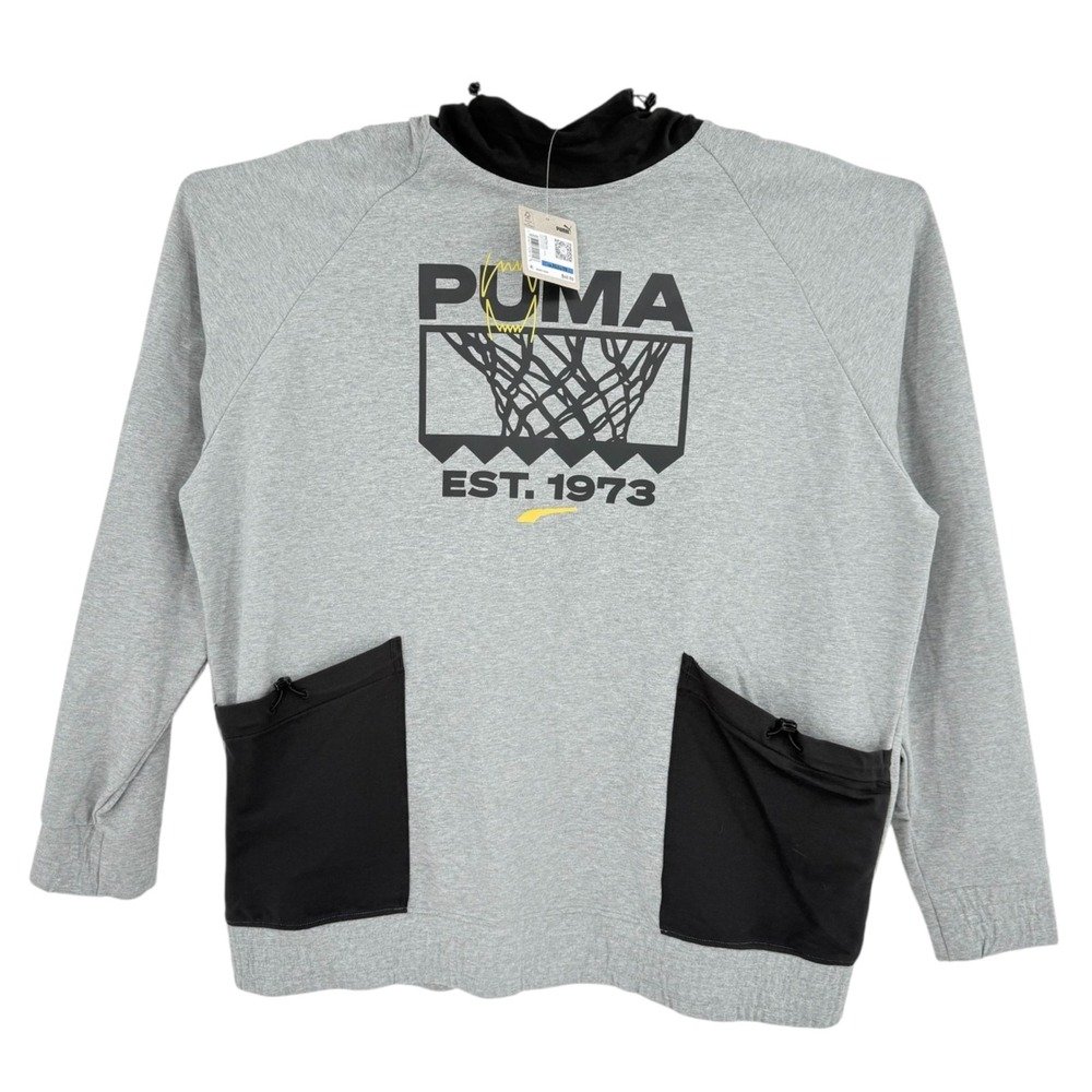 Puma Men's Winning Shot Gray Graphic Tech Pullover Hoodie Size XL Outerwear NWT